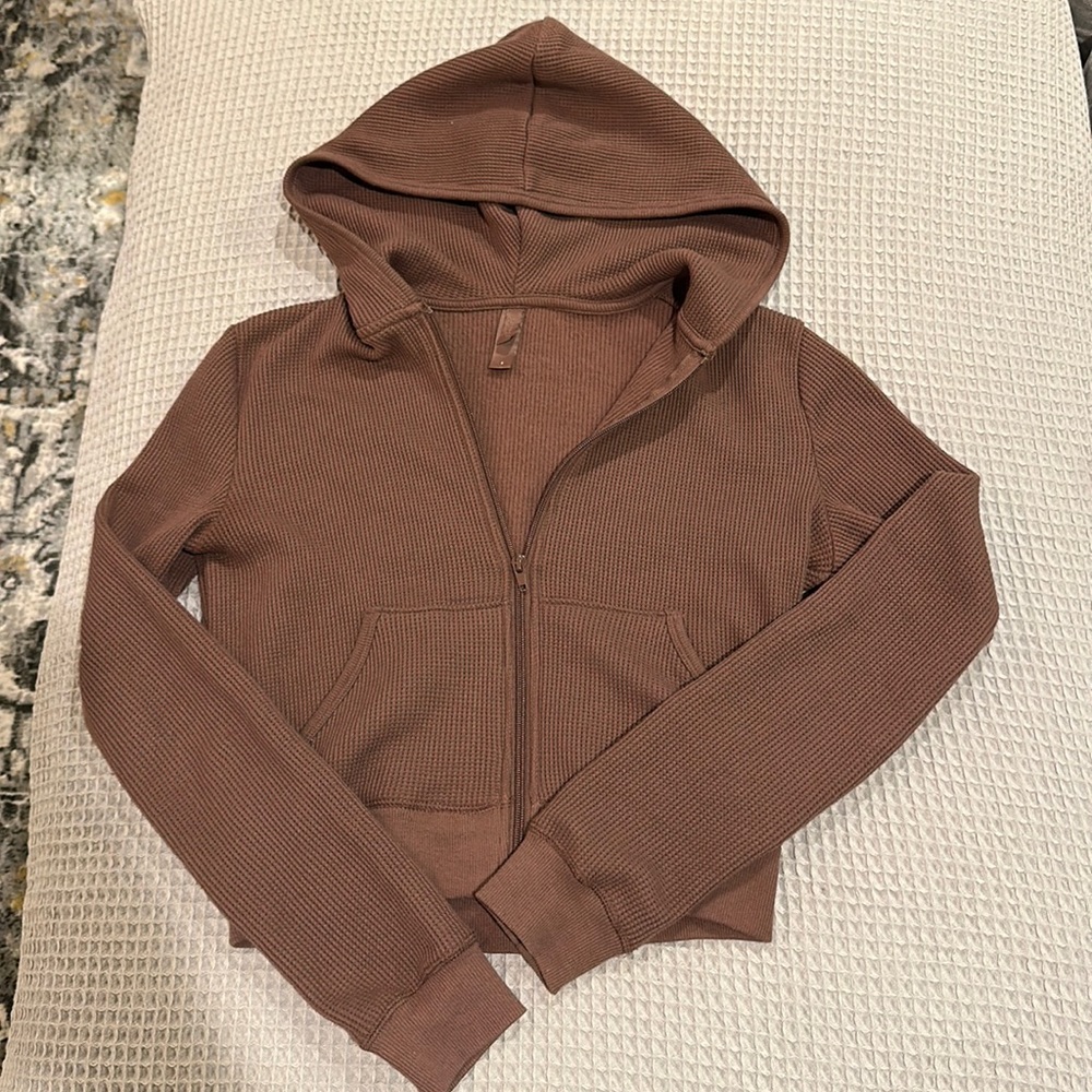 *rare* cropped skims brushed waffle hoodie - brownish purple size S